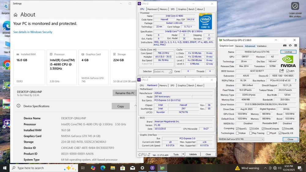 Kit socket 1150 Intel I5 4690 Z97
