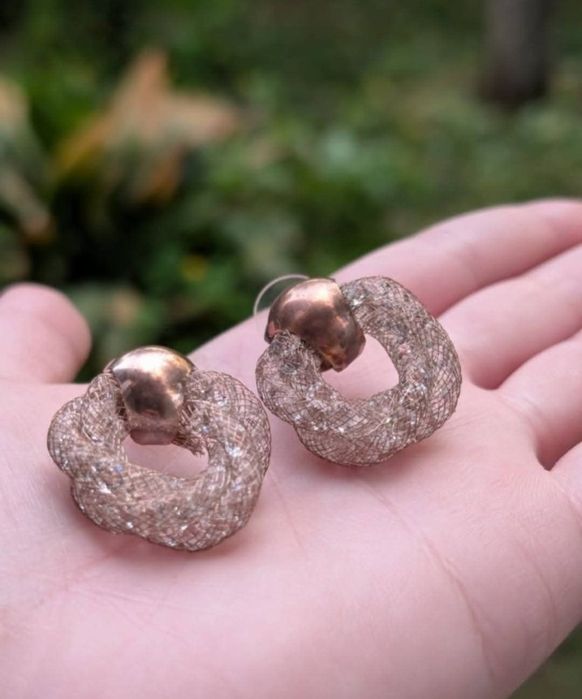 Vechi cercei din cupru, cristale Swarovski
