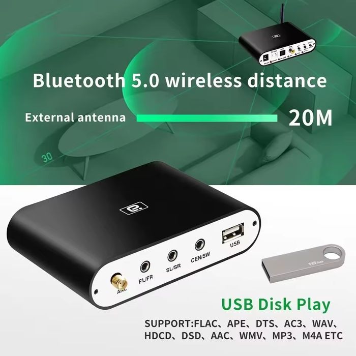 Receptor/convertor audio bluetooth DAC 5.1