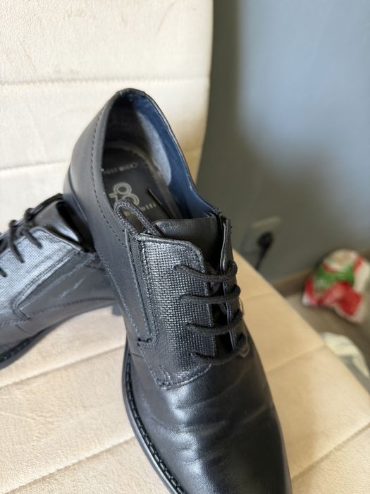 Pantofi bărbați Bugatti negri cu șiret din piele naturală