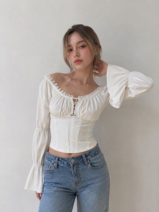 BERSHKA топ с рукавами