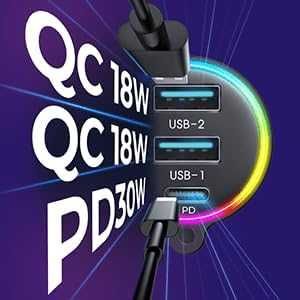 FM предавател joyroom JR-CL18, 2x USB + USB-C, 30W