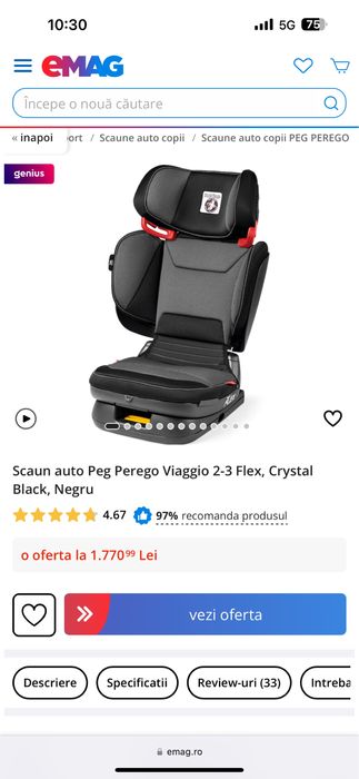 Scaun Auto Peg Perego Viaggio 1 Duofix si Viaggio 2-3 Flex