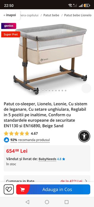 Patuț co-sleeper
