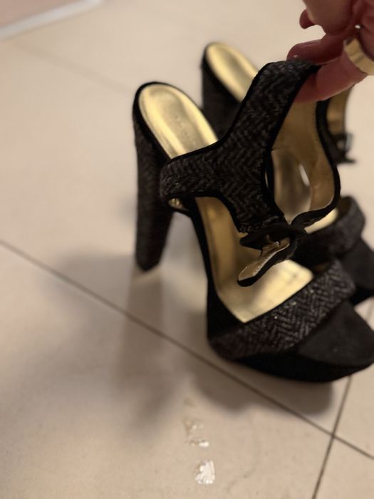 Сандали Ermanno Scervino кожени с вълнен елемент