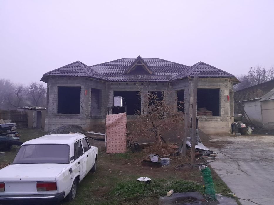 Крыша жабамыз. Профнастил черепица.