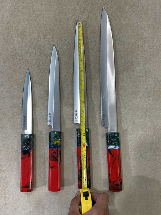 Set 4 Cuțite Japoneze Sujihiki Oțel D2 Mâner Rășină