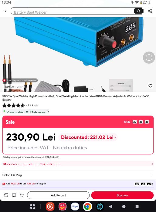 Aparat de sudura in puncte(NOU) 5000W(cu pedala),sigilat