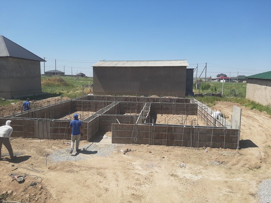 Фундамент Құямыз Залеваем Бетон Миксер Опалубка Бригада Цемент Стяшка