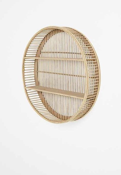 Бамбукова кръгла етажерка за стена