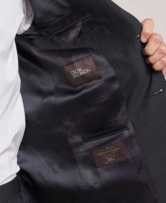Sacou blazer slim 52 XL de lux Oscar Jacobson lana Vitale Barberis gri