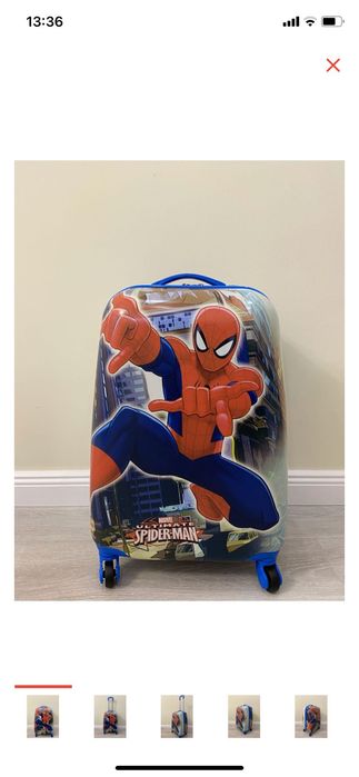 Детский чемодан человек паук, с колесиком, обьем 33 л, пластик, новый.