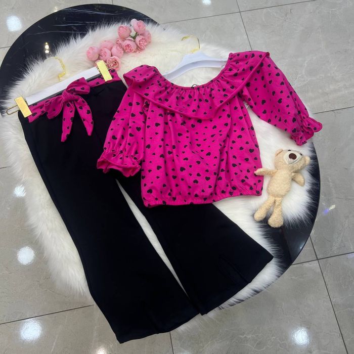 qizlar uchun dvoyka yurakcha printi bilan