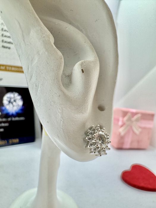 Сребърни обеци с мойсанит (диамант) 0.5 карата