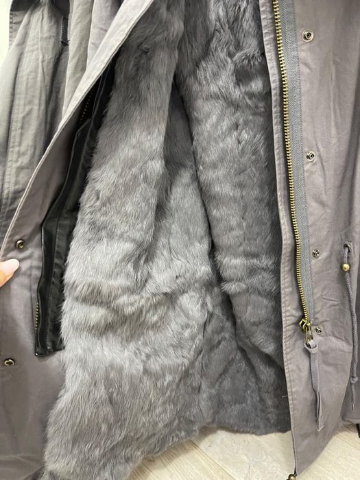 Geaca parka cu blana de vulpe argintie