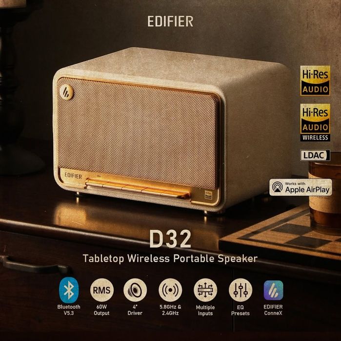 Edifier D32 Black Колонка Bluetooth (мощность 60 ватт) (Калонки)