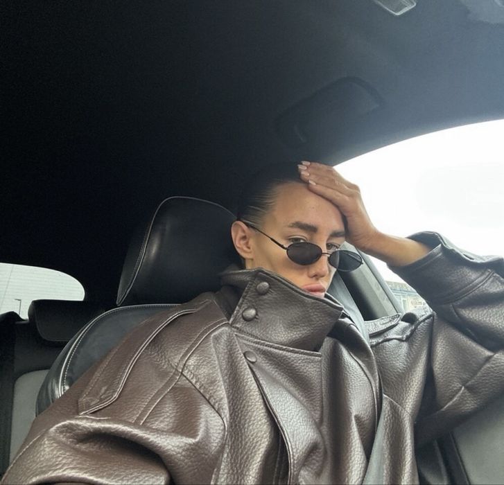 Кожено oversize яке с яка