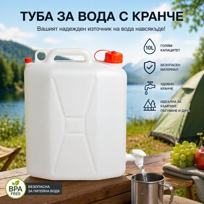 Туба за вода с вградено кранче за къмпинг 20l