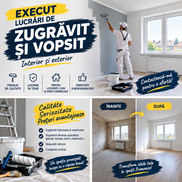 Lucrări de zugrăvit și vopsit – Seriozitate și calitate