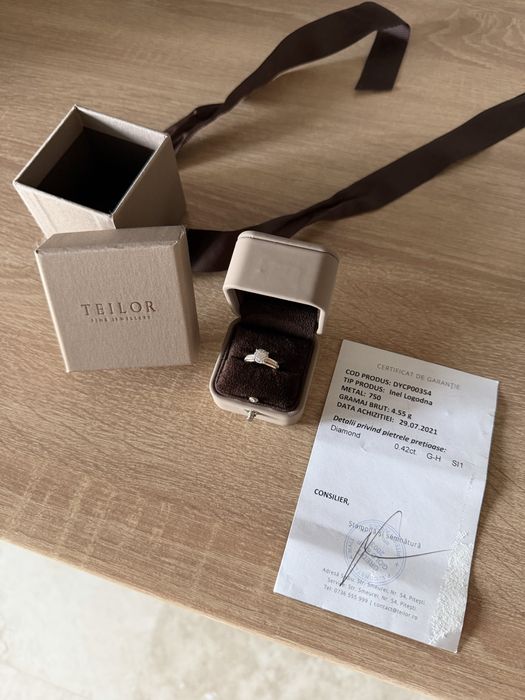 Inel de logodnă Teilor cu diamant natural 0,42 ct – Aur 18K