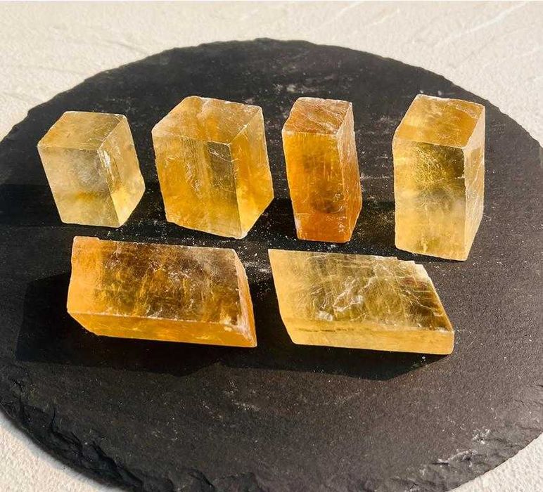 Calcite Естествен Кристал Медено Оранжев Калцит Жълт Калцит Минерал