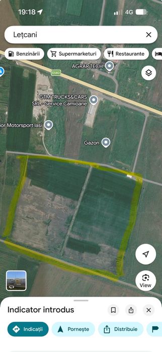 Persoană fizică vând 140.000 mp la prețul de 750.000 €, situați în Lețcani, lângă Parcul AgroIndustrial și Service de Camioane GTM TRUCKS & CARS