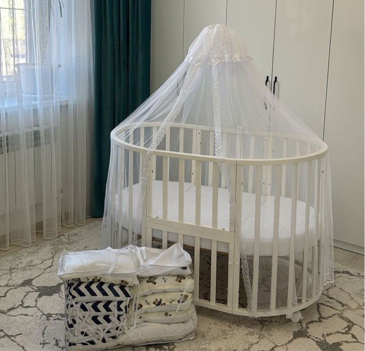 Манеж матрас+балдахин+бортики