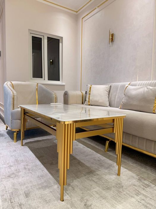 Журнальный стол большой лофт стол для гостинной Белый/Чёрный 120×60.