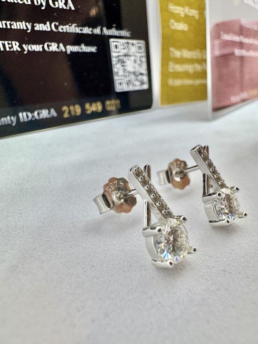 Сребърни обеци с мойсанит (Диамант) 0.5 карата