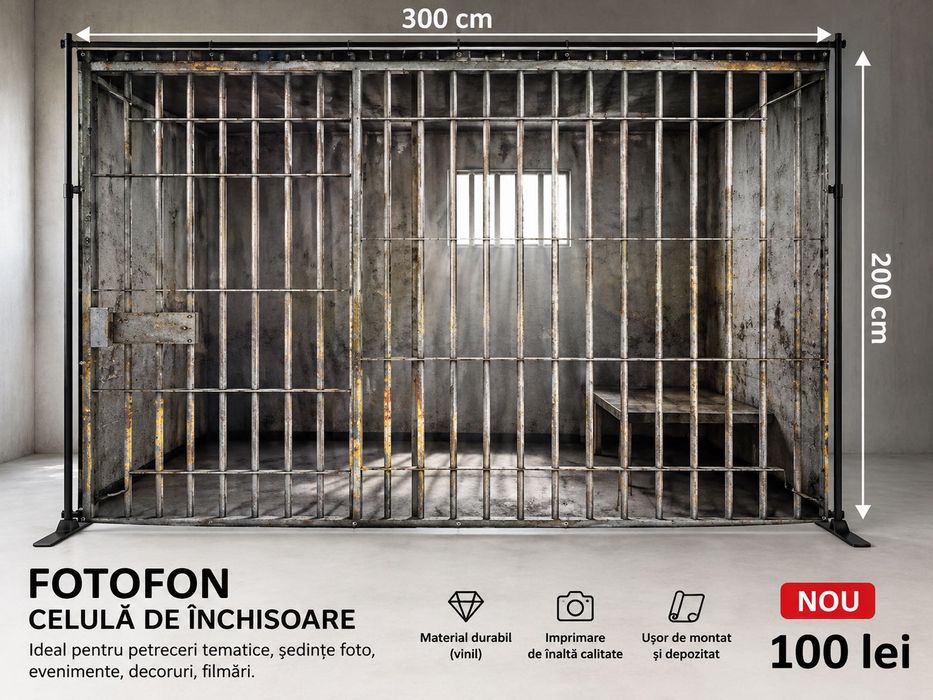 Fotofon Celulă de Închisoare 300x200 cm Fundal Foto Vinil Nou