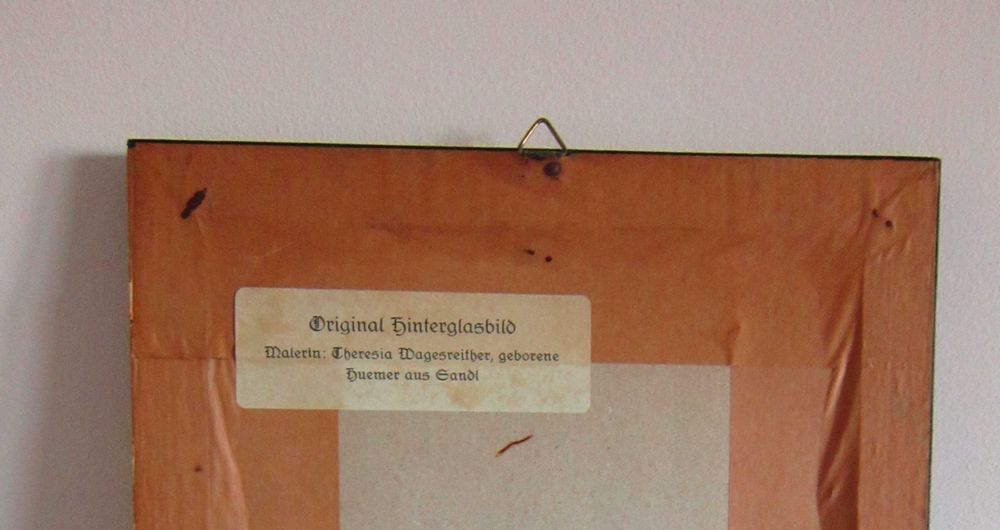 cadou rar tablou pictat pe sticla Sfantul Mihail +Flori, semnate