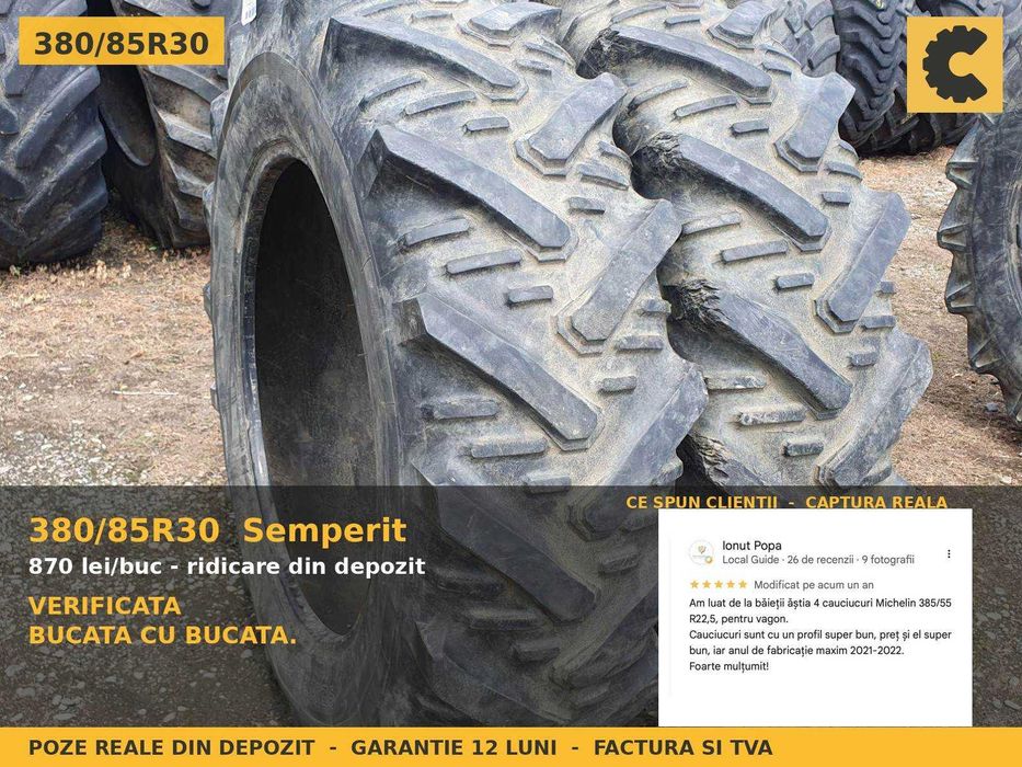 ANVELOPE 14.9R30 14.9-30 380/85R30 Semperit Cauciucuri Tractor Spate U650 Zetor Fiat 2 BUCATI SH GARANTIE Factura