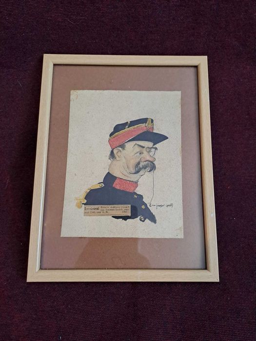 tablou caricatura veche semnata Zamphiropol Dall