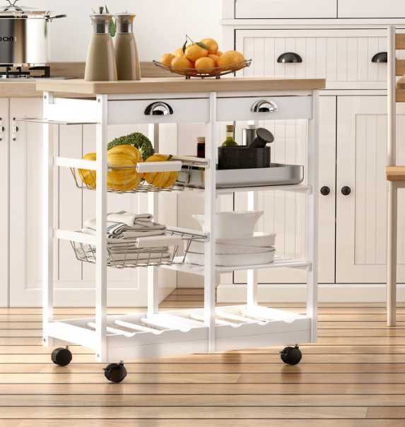 Carucior pentru bucatarie , alb , HOMCOM