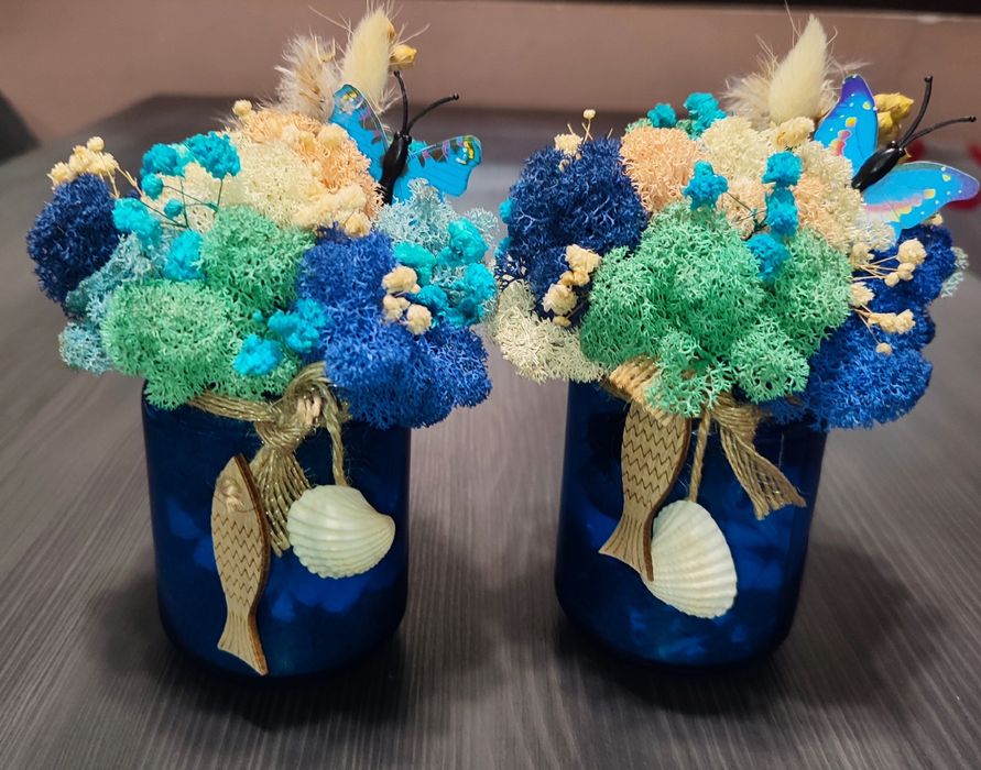 Бурканчета и мини кашпи с естествен скандинавски мъх