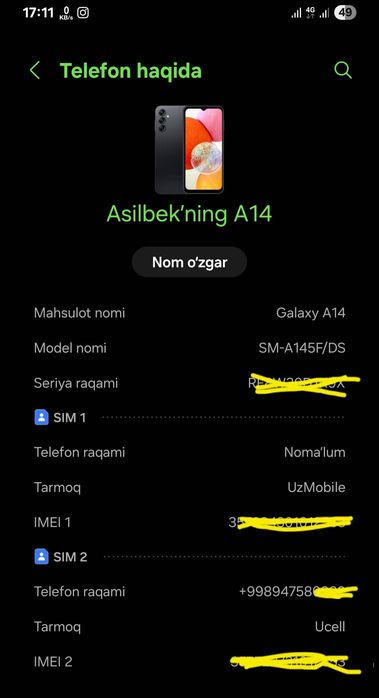 Samsung a14  4/64