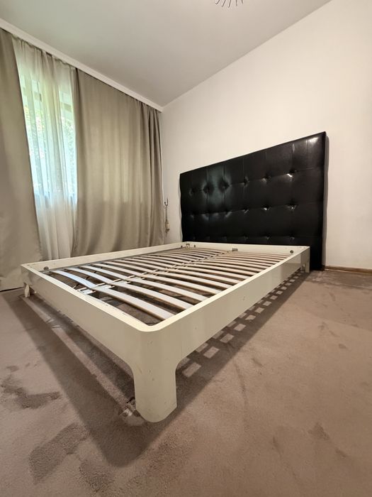 Tăblie din piele naturală Mobexpert + cadru de pat IKEA 160×200