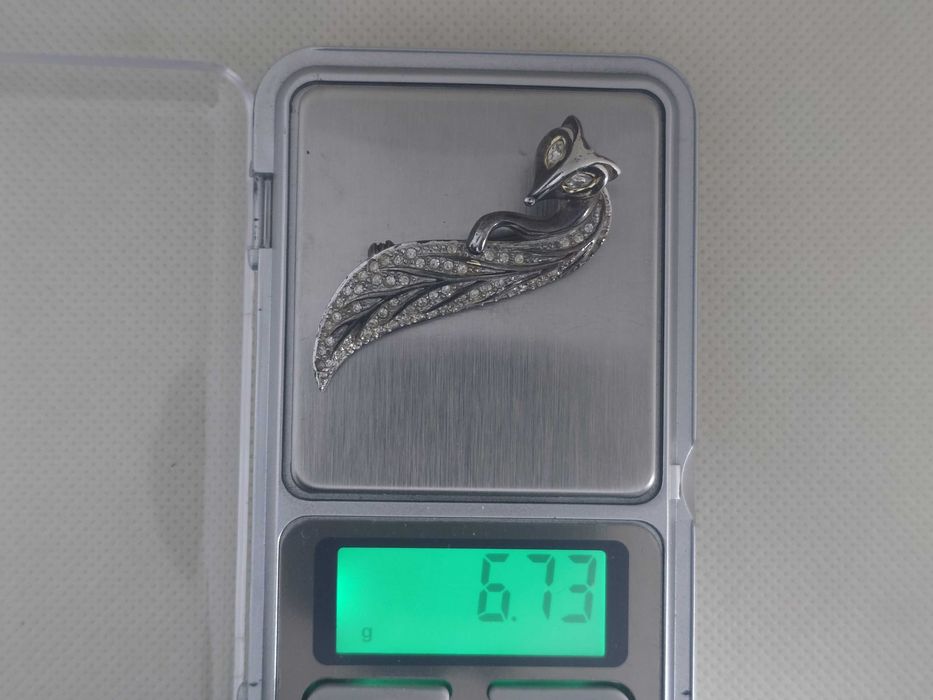 Broșă Lux „Vulpe” – ULTIMA EDIZIONE – Argint Vermeil & Zirconii – anii '80