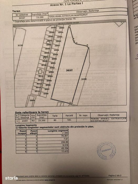 FARA COMISIOANE in Sabareni teren in suprafata de 23200mp gaze curent