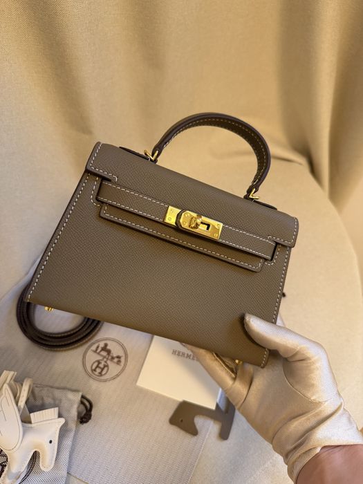 Geanta hermes kelly mini taupe- produs in stoc