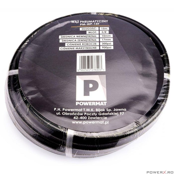 Furtun compresor aer comprimat, 15 metri 10x17 mm 20 bari, Powermat
