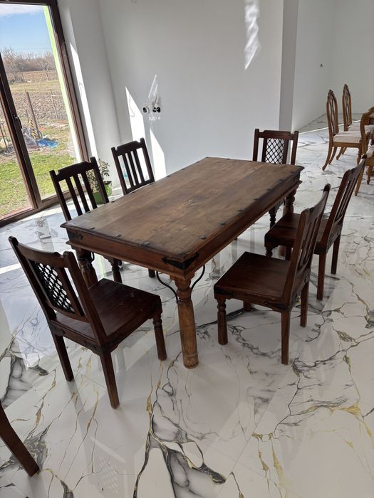 Masa cu scaune lemn 6 persoane