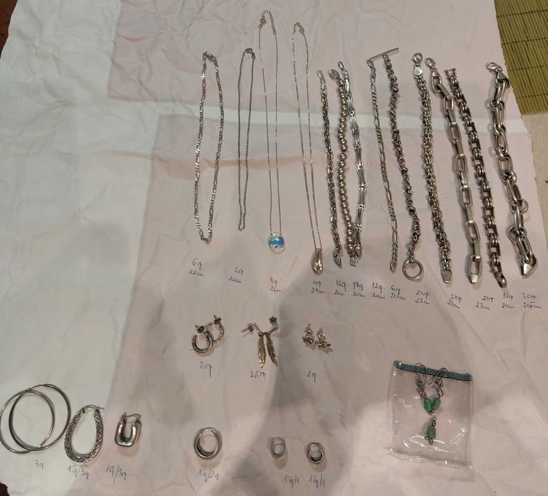 Сребърни бижута-гривни, колиета, обеци 925