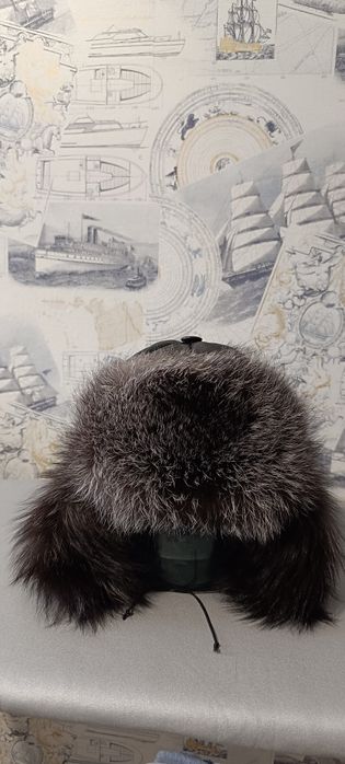 Ушанка кожа + мех соболь