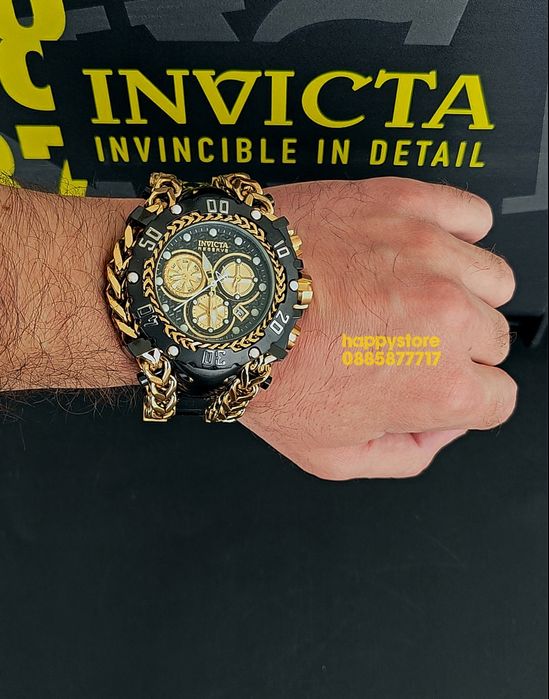 INVICTA Gladiator Black/Gold 60 mm, Инвикта нов ръчен часовник