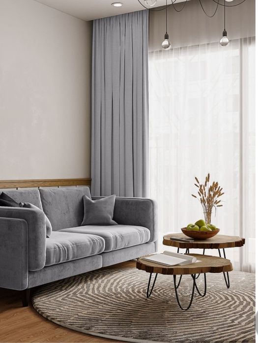 Шторы велюр серые 280×240