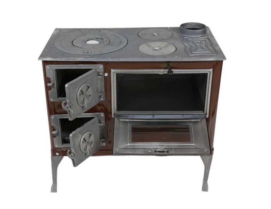 Soba Lemne Carbune Spor Plita FONTA Cuptor Ler Masina Gatit Incalzit Bucatarie Casa Cabana 6.7 kw 130mm Evacuare DREAPTA / STANGA LIVRAREA GRATUITA SB
