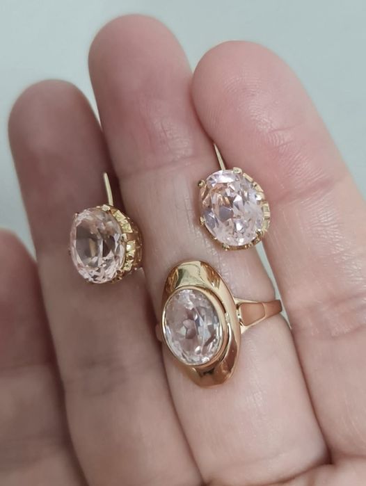 Золотой набор 583 пробы с гранатитом