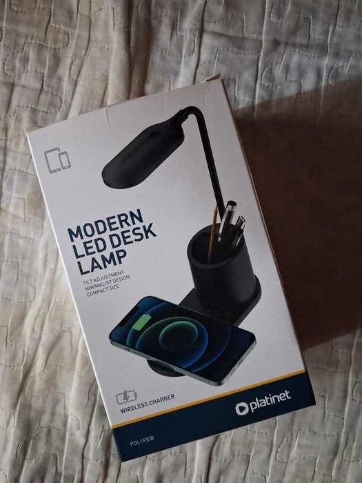 Incarcator wireless pentru telefon, cu lampa de birou