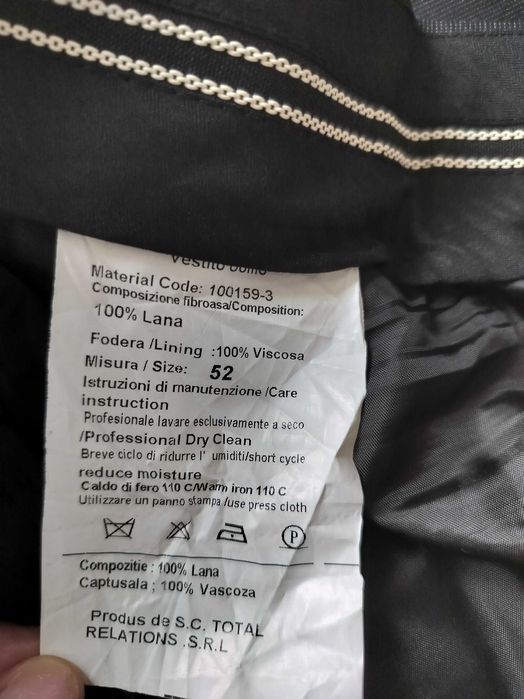 Vand costum bărbați Grazie Filipeti impecabil, mărimea 52, 100% lână